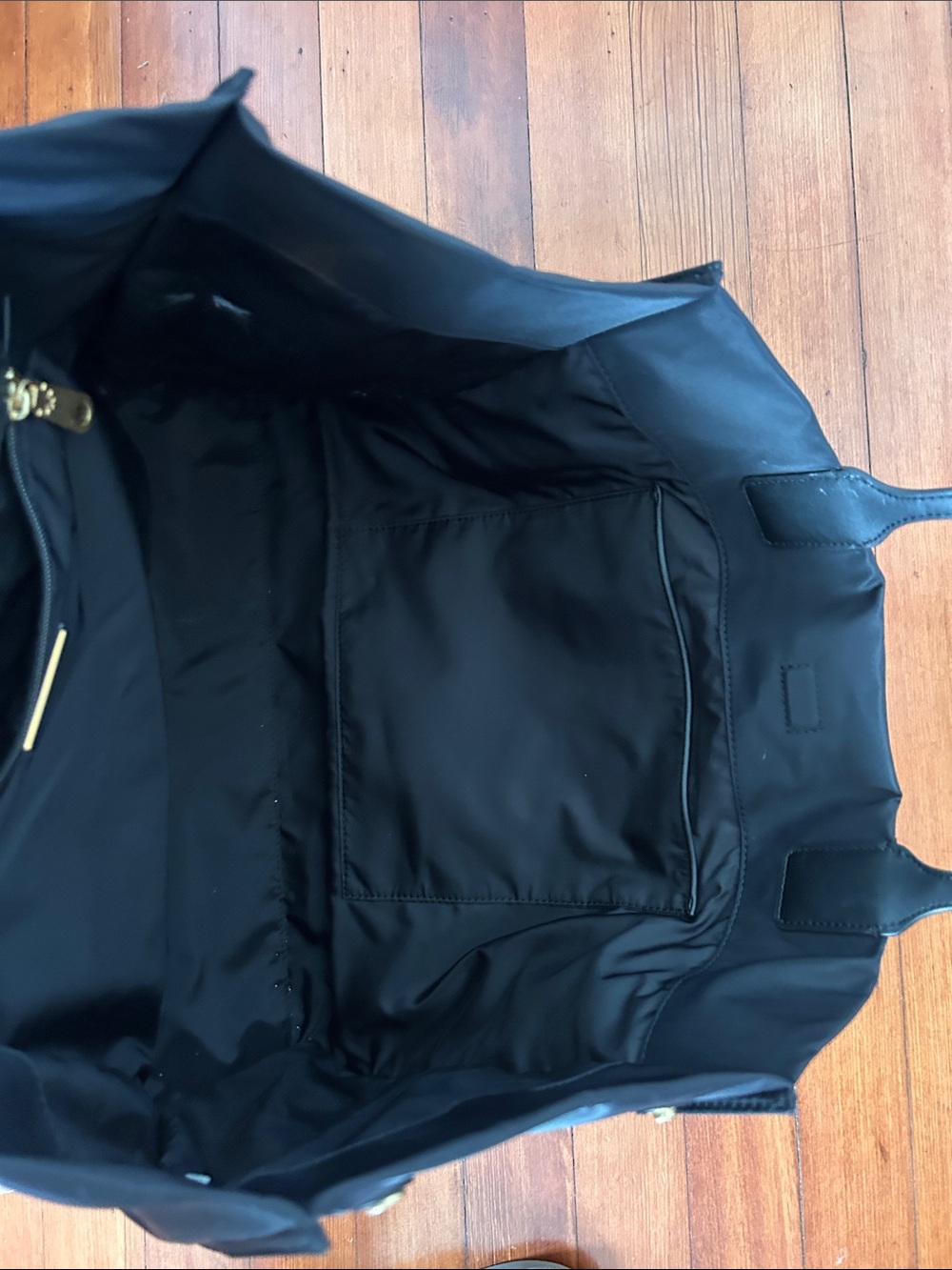 Tory Burch Black Nylon Tote Bag with Black Leather Trim and Logo - Picture 8 of 11